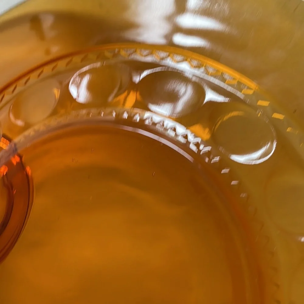 Amber Indiana Glass Kings Crown Thumbprint Pattern Luncheon Plates cups …